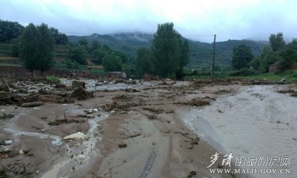 6月20日,被洪水夷平的麥積鎮(zhèn)賈河村吳溝組煤場。