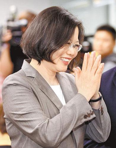 資料圖:國臺辦認(rèn)為,民進(jìn)黨主席蔡英文的表態(tài)為張志軍首次訪臺營造了友善氛圍。